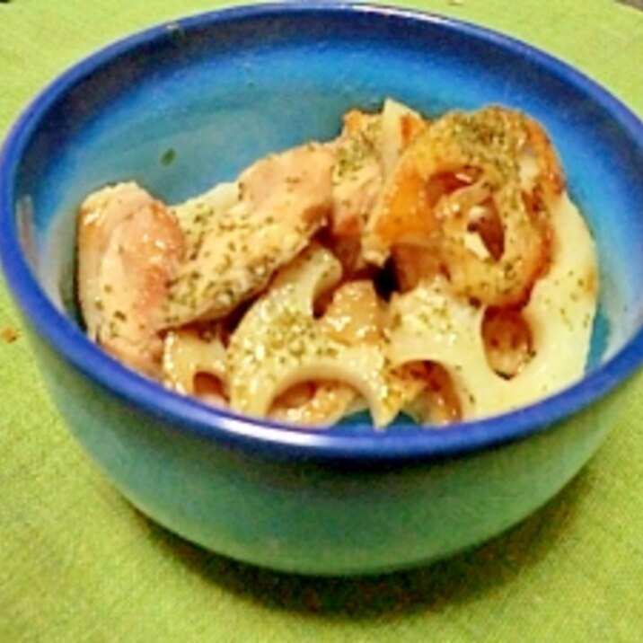 レンコンと茹で鶏の炒め物